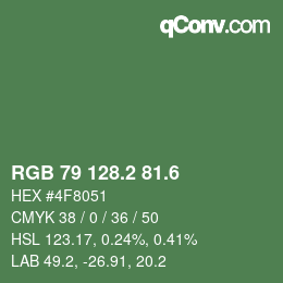 カラーコード: RGB 79 128.2 81.6 | qconv.com