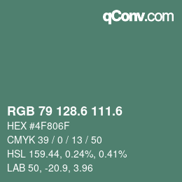 カラーコード: RGB 79 128.6 111.6 | qconv.com