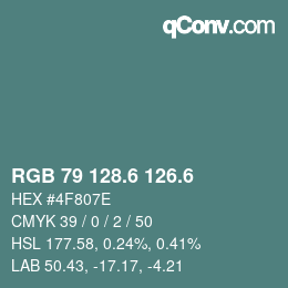 カラーコード: RGB 79 128.6 126.6 | qconv.com