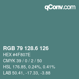 カラーコード: RGB 79 128.6 126 | qconv.com
