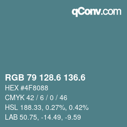 カラーコード: RGB 79 128.6 136.6 | qconv.com
