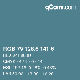 カラーコード: RGB 79 128.6 141.6 | qconv.com