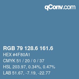 カラーコード: RGB 79 128.6 161.6 | qconv.com