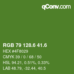 カラーコード: RGB 79 128.6 41.6 | qconv.com