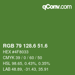 カラーコード: RGB 79 128.6 51.6 | qconv.com
