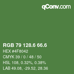 カラーコード: RGB 79 128.6 66.6 | qconv.com
