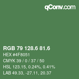 カラーコード: RGB 79 128.6 81.6 | qconv.com