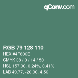 カラーコード: RGB 79 128 110 | qconv.com