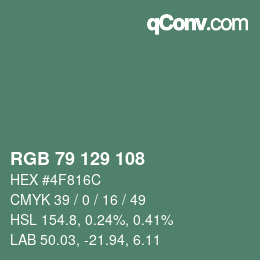 Color code: RGB 79 129 108 | qconv.com