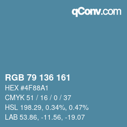 颜色代码: RGB 79 136 161 | qconv.com