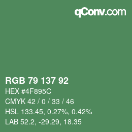 Color code: RGB 79 137 92 | qconv.com