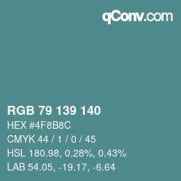 Color code: RGB 79 139 140 | qconv.com