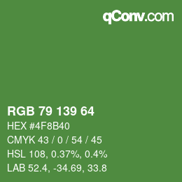 Color code: RGB 79 139 64 | qconv.com