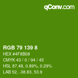 Color code: RGB 79 139 8 | qconv.com