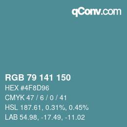 Farbcode: RGB 79 141 150 | qconv.com