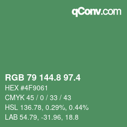 カラーコード: RGB 79 144.8 97.4 | qconv.com