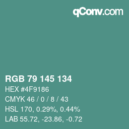 Color code: RGB 79 145 134 | qconv.com