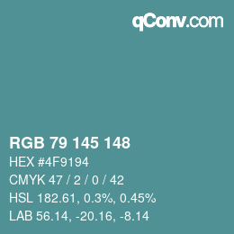 Color code: RGB 79 145 148 | qconv.com