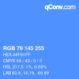 Color code: RGB 79 145 255 | qconv.com