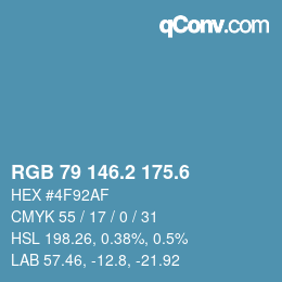 カラーコード: RGB 79 146.2 175.6 | qconv.com