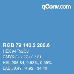カラーコード: RGB 79 146.2 200.6 | qconv.com