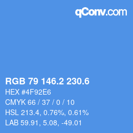 カラーコード: RGB 79 146.2 230.6 | qconv.com