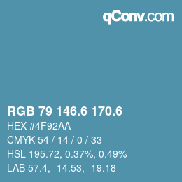 カラーコード: RGB 79 146.6 170.6 | qconv.com
