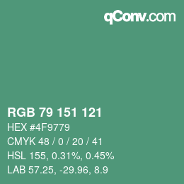 Color code: RGB 79 151 121 | qconv.com