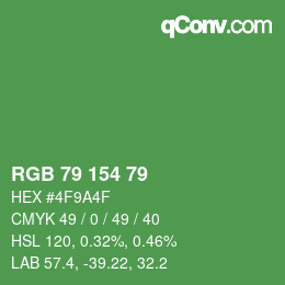 Color code: RGB 79 154 79 | qconv.com