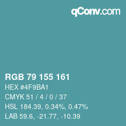 Color code: RGB 79 155 161 | qconv.com