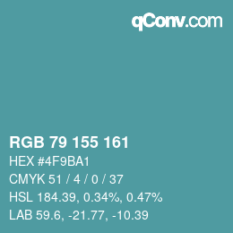 颜色代码: RGB 79 155 161 | qconv.com