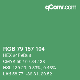 カラーコード: RGB 79 157 104 | qconv.com