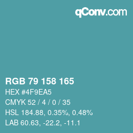 カラーコード: RGB 79 158 165 | qconv.com