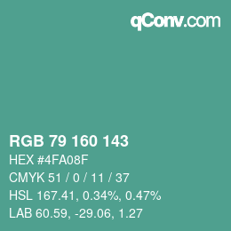 Color code: RGB 79 160 143 | qconv.com