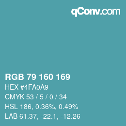 Color code: RGB 79 160 169 | qconv.com