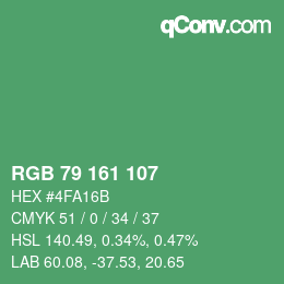 颜色代码: RGB 79 161 107 | qconv.com
