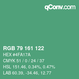 Farbcode: RGB 79 161 122 | qconv.com