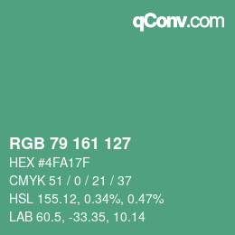 Color code: RGB 79 161 127 | qconv.com