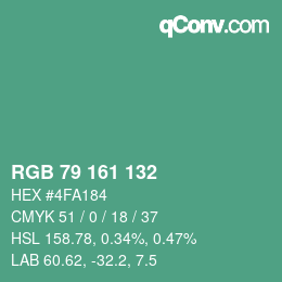 Código de color: RGB 79 161 132 | qconv.com