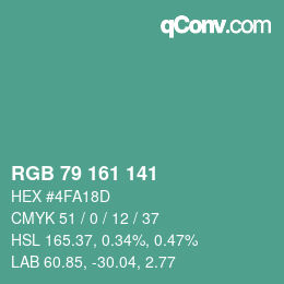 Color code: RGB 79 161 141 | qconv.com