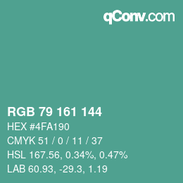 Farbcode: RGB 79 161 144 | qconv.com