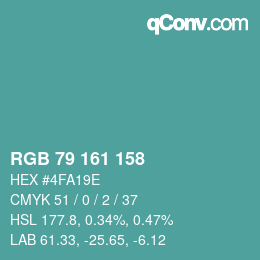 Color code: RGB 79 161 158 | qconv.com