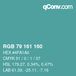 Color code: RGB 79 161 160 | qconv.com