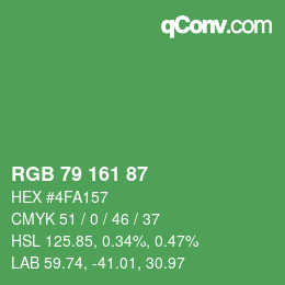 Color code: RGB 79 161 87 | qconv.com