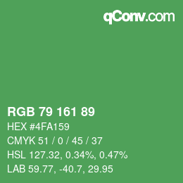 颜色代码: RGB 79 161 89 | qconv.com