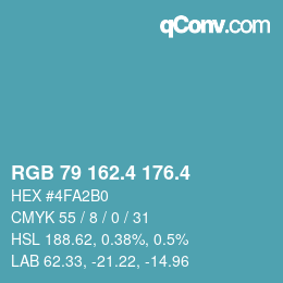 カラーコード: RGB 79 162.4 176.4 | qconv.com