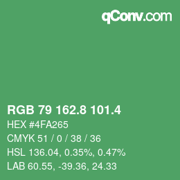 カラーコード: RGB 79 162.8 101.4 | qconv.com