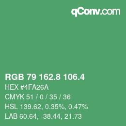 カラーコード: RGB 79 162.8 106.4 | qconv.com
