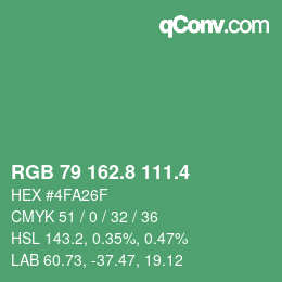 カラーコード: RGB 79 162.8 111.4 | qconv.com