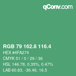 カラーコード: RGB 79 162.8 116.4 | qconv.com